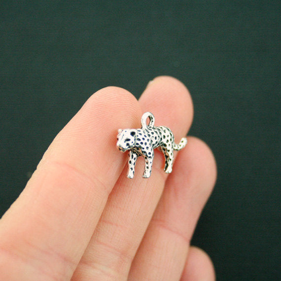 4 Leopard Antique Silver Tone Charms 3D - SC6614