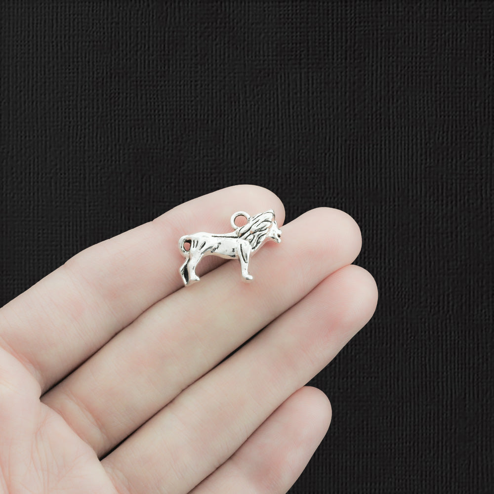 4 Lion Antique Silver Tone Charms 3D - SC289