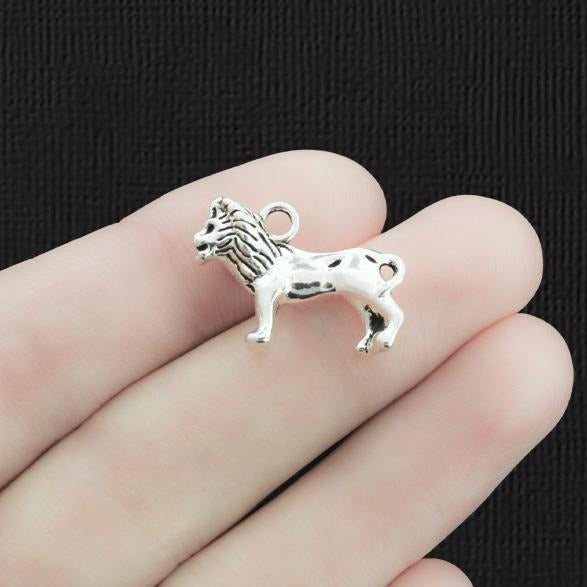 4 Lion Antique Silver Tone Charms 3D - SC289