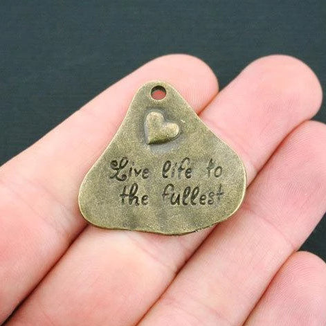 4 Live Life Antique Bronze Tone Charms - BC616