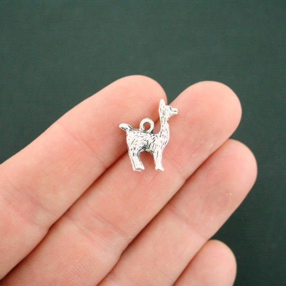4 Llama Antique Silver Tone Charms 3D - SC6970