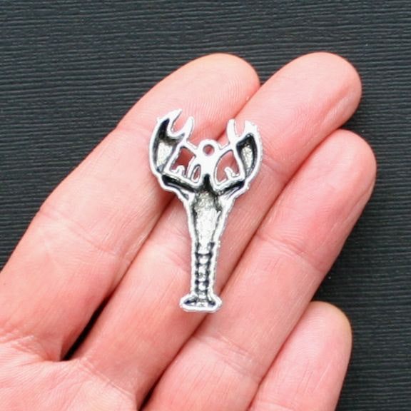 4 Lobster Antique Silver Tone Charms - SC2443