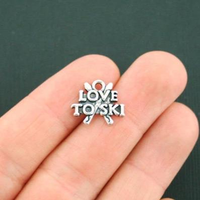 4 Love to Ski Antique Silver Tone Charms - SC5500