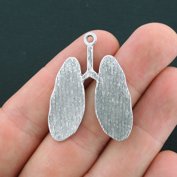 4 Lungs Antique Silver Tone Charms - SC3927
