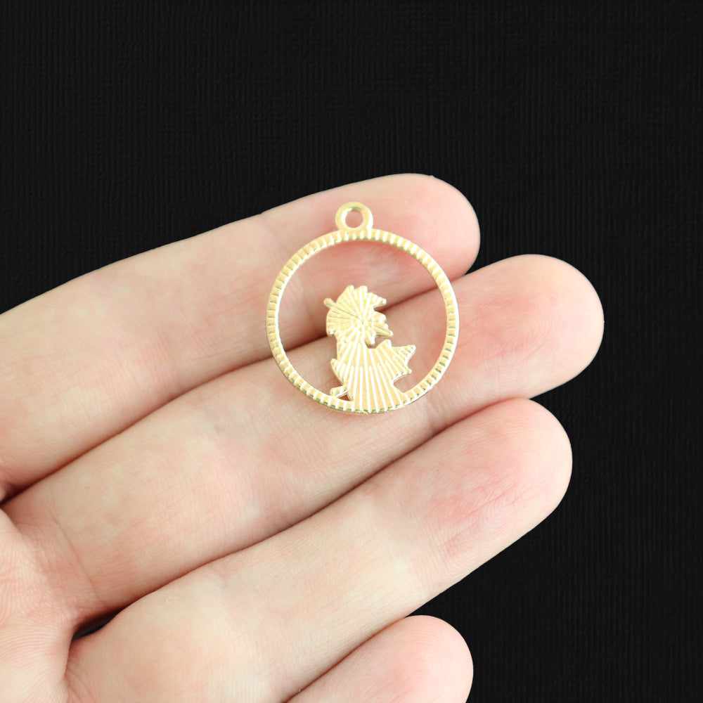 4 Maple Leaf Loop Gold Tone Enamel Charms - E1586