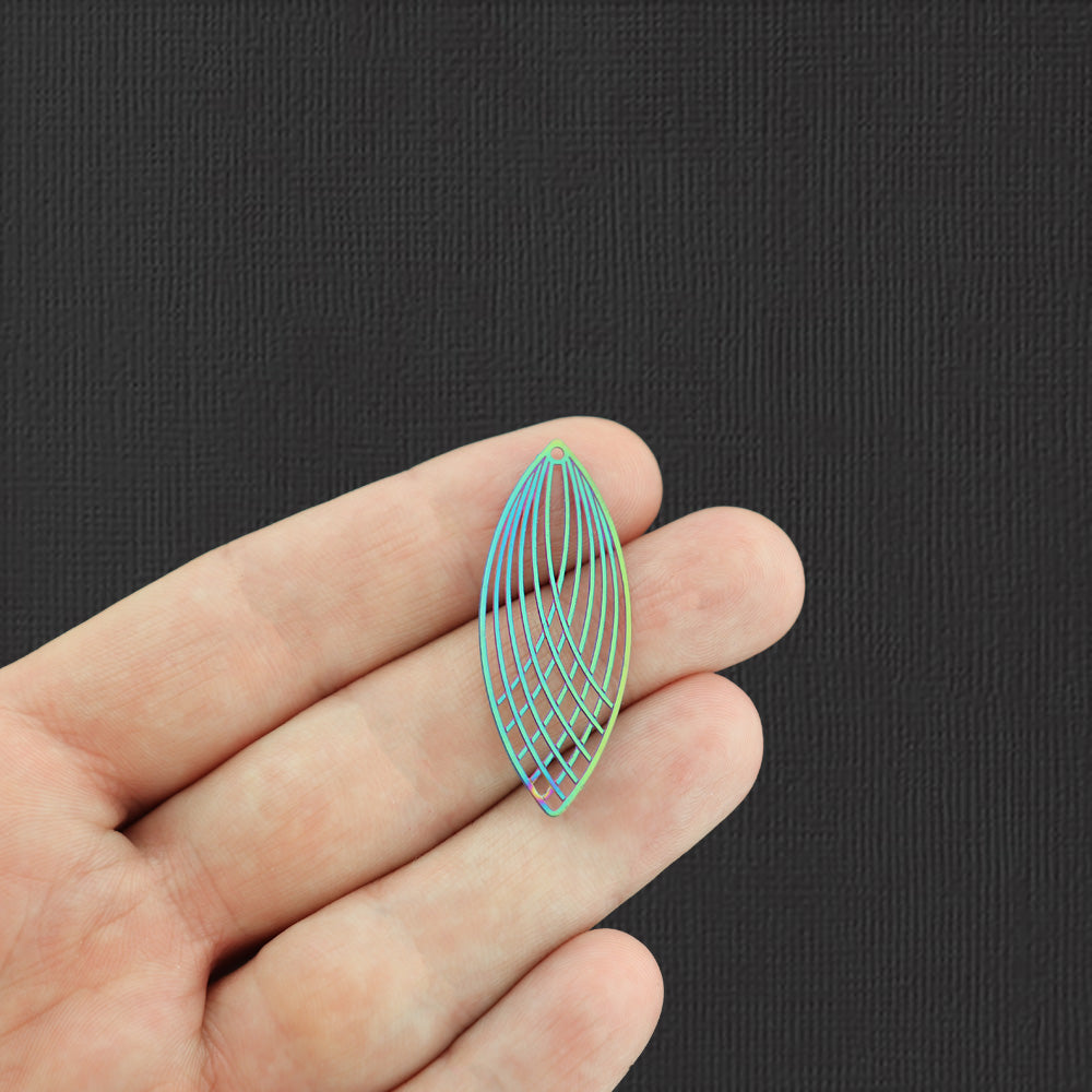 4 breloques en acier inoxydable plaqué marquis Drop 2 faces - SSP250