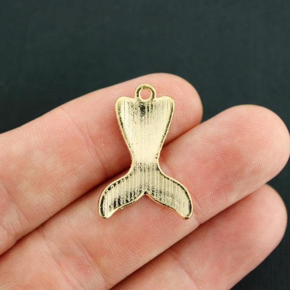 4 Mermaid Tail Gold Tone Enamel Charms - E657