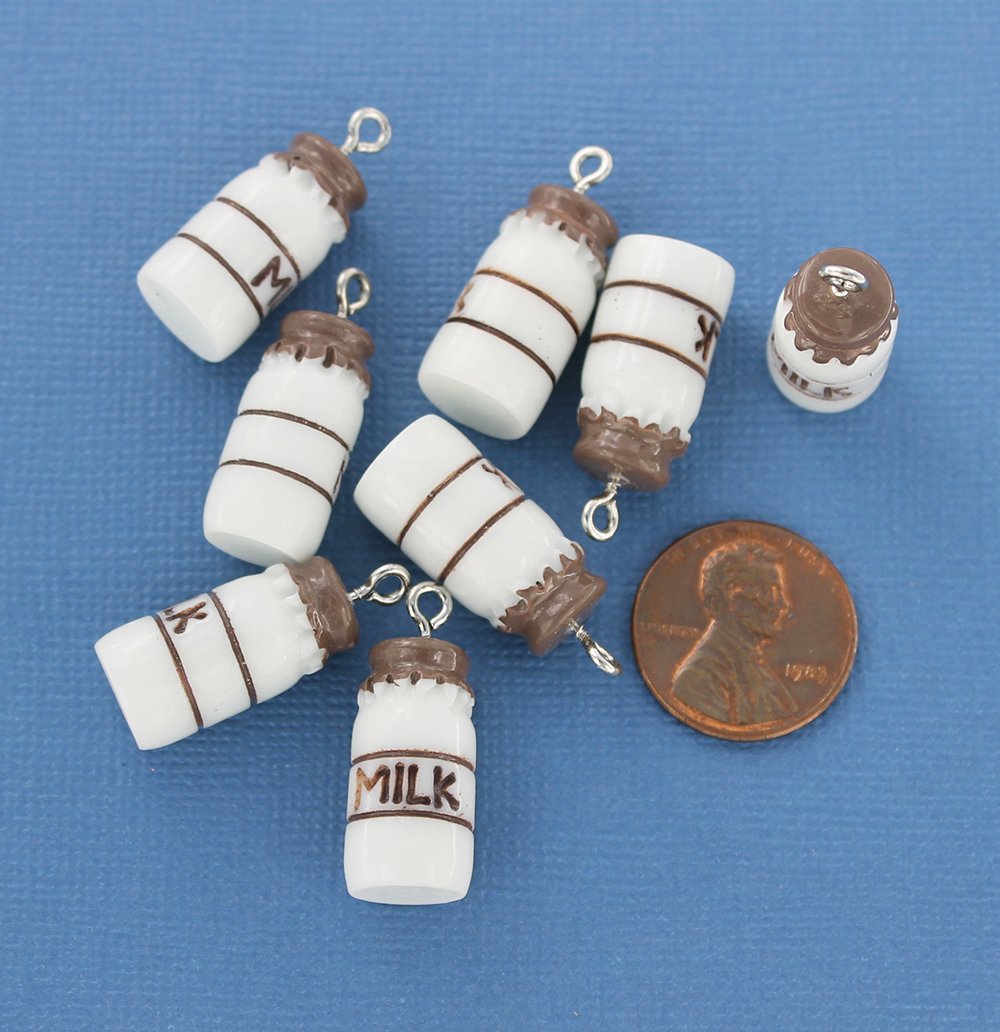 4 Milk Bottle Resin Charms 3D - K110