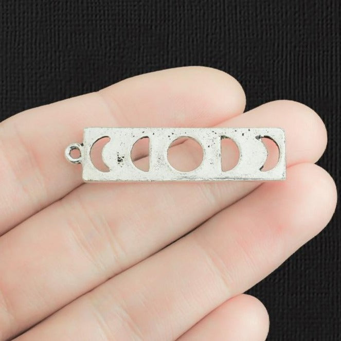 4 Moon Phases Antique Silver Tone Charms 2 Sided - SC5919