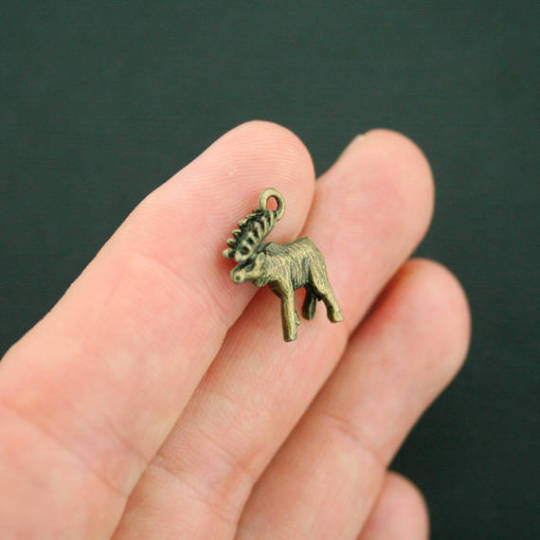 4 Moose Antique Bronze Tone Charms 3D - BC424