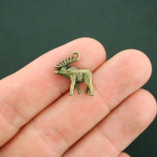 4 Moose Antique Bronze Tone Charms 3D - BC424