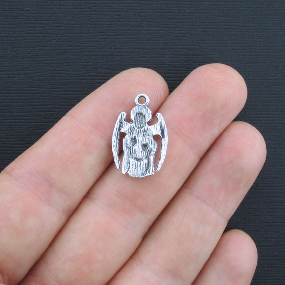4 Mother Angel Antique Silver Tone Charms - SC3349