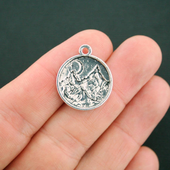 4 breloques argentées antiques de montagne - SC7370