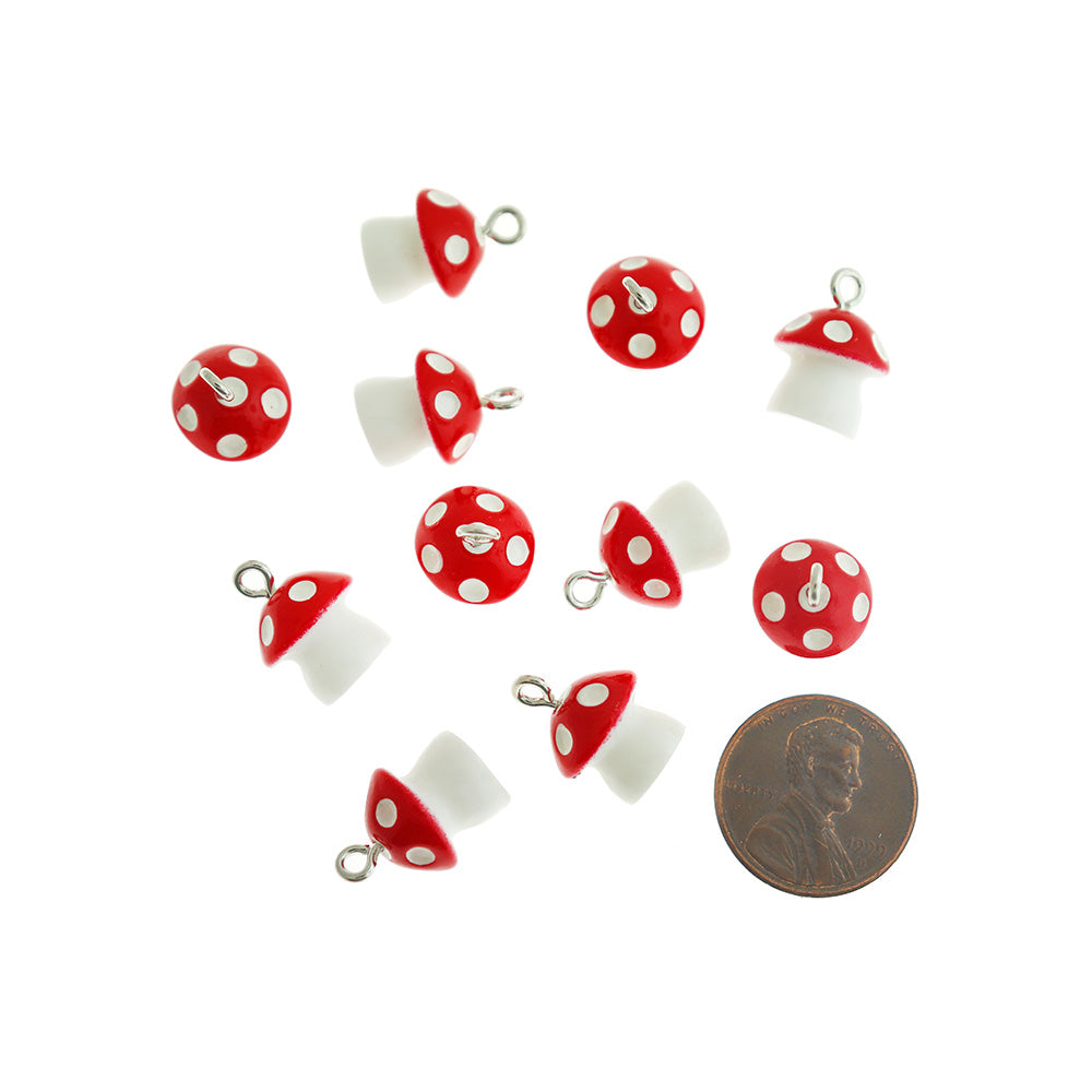 4 breloques en résine de champignon - K681