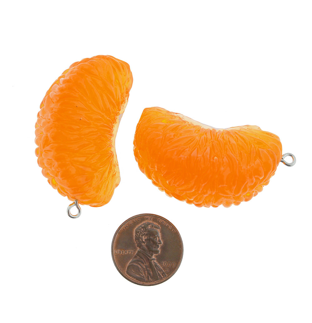 4 breloques en résine tranche d'orange 3D - K137