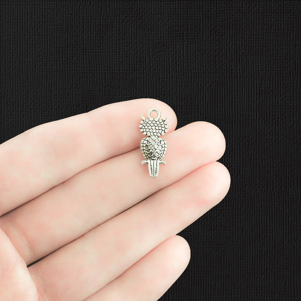 4 Owl Antique Silver Tone Charms - SC2914