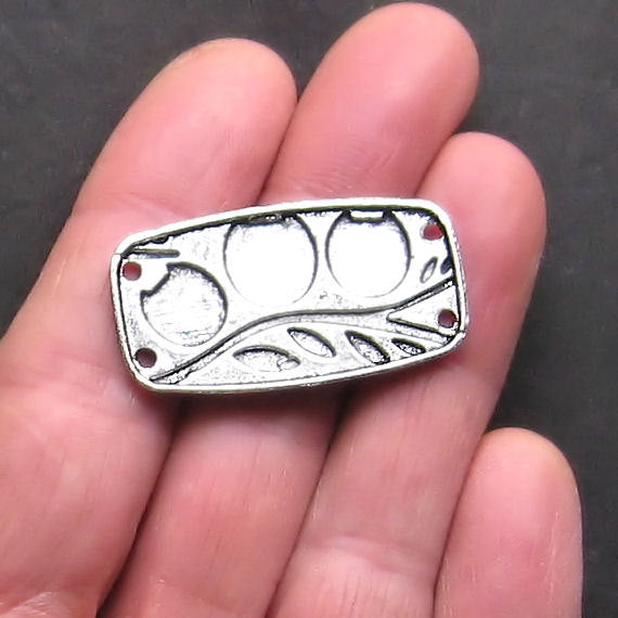 4 Owl Connector Antique Silver Tone Charms - SC728