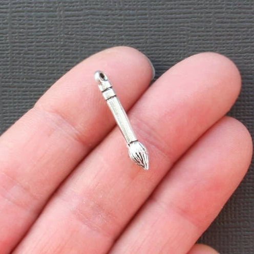 4 breloques ton argent antique pinceau 3D - SC1983