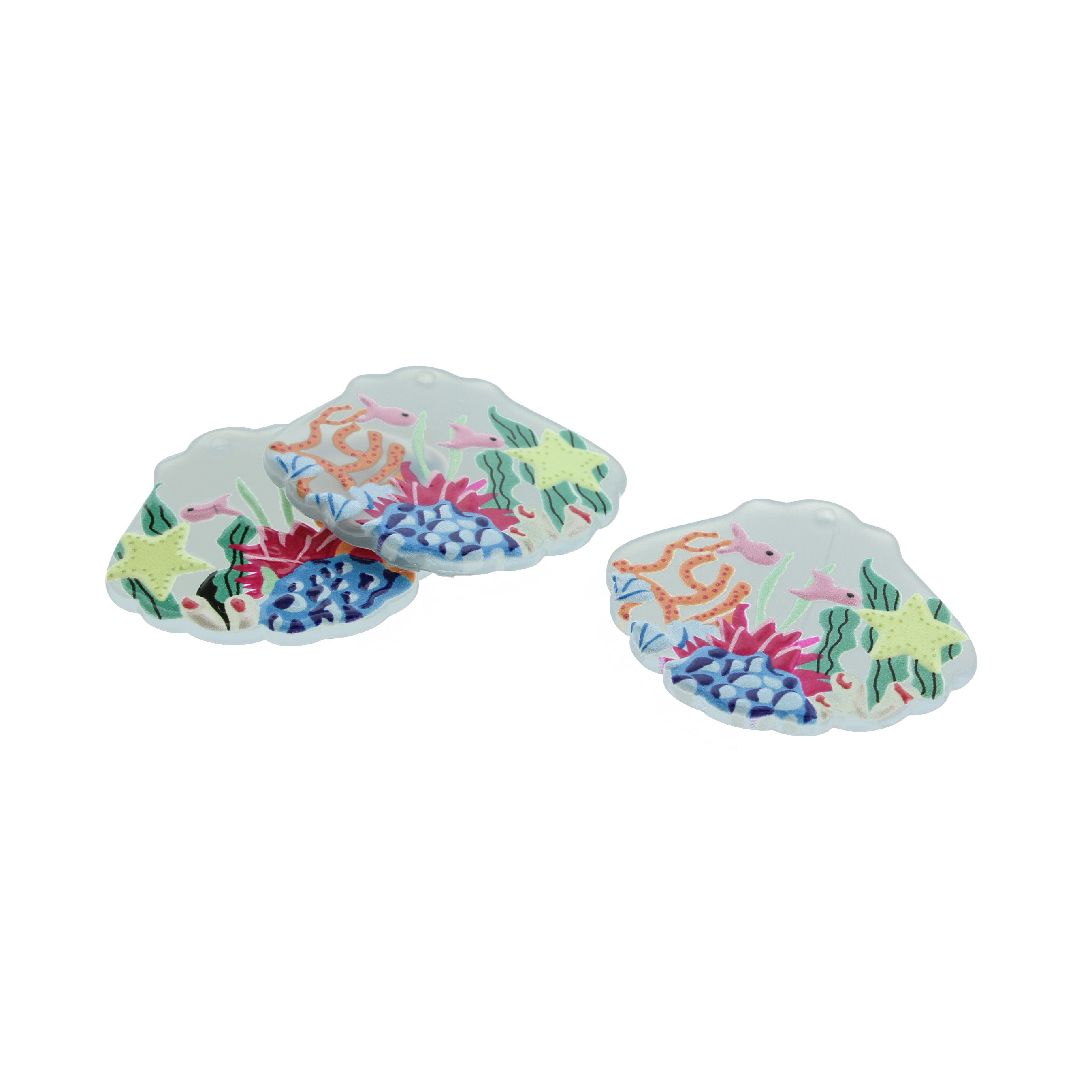 4 Painted Sea Shell Resin Charms - K181