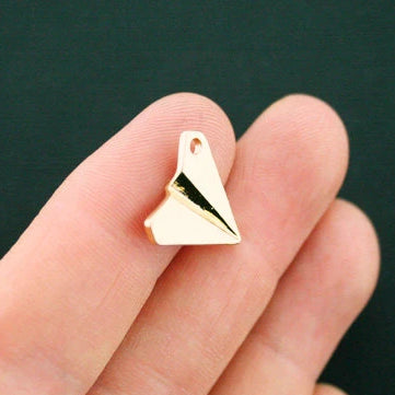 4 Paper Plane Gold Tone Charms 3D - GC984
