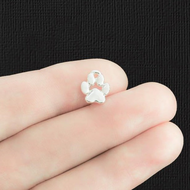 4 breloques argentées imprimées de pattes - SC5890