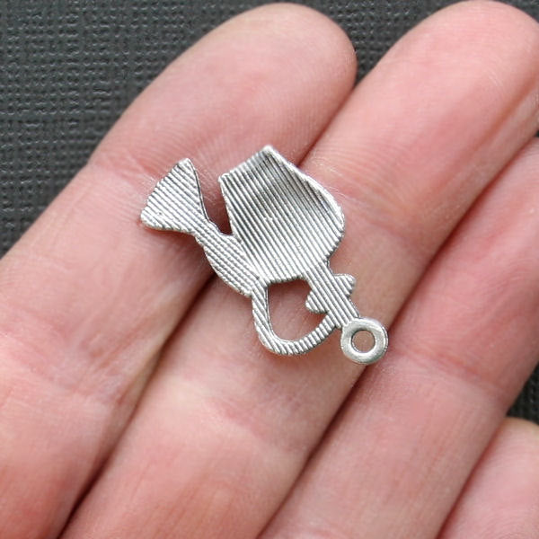 4 Perfume Bottle Antique Silver Tone Charms - SC1995