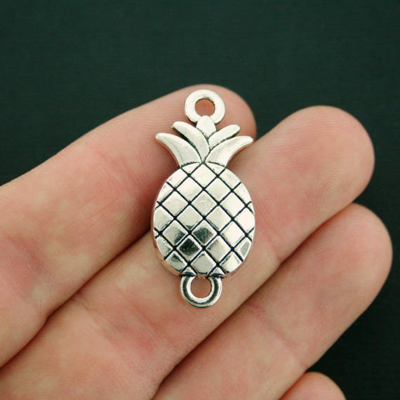 4 Pineapple Connector Antique Silver Tone Charms - SC7570