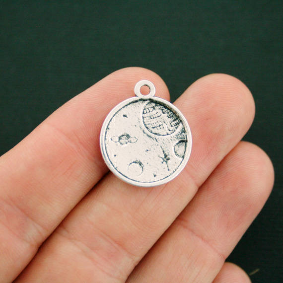 4 planètes breloques argentées antiques - SC7369