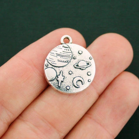 4 planètes breloques argentées antiques - SC7369