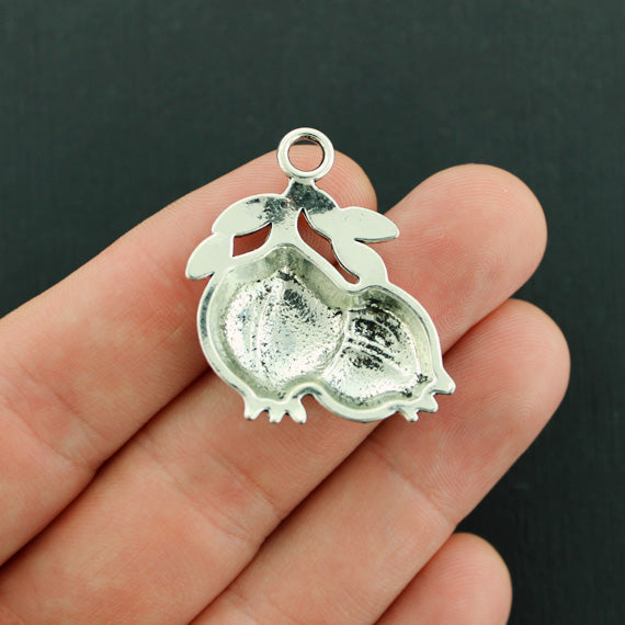4 Pomegranate Antique Silver Tone Charms - SC7839