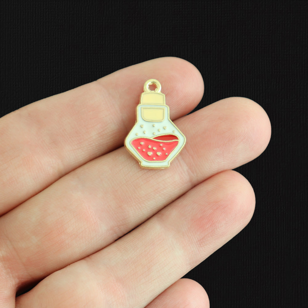 4 Potion Gold Tone Enamel Charms - E471