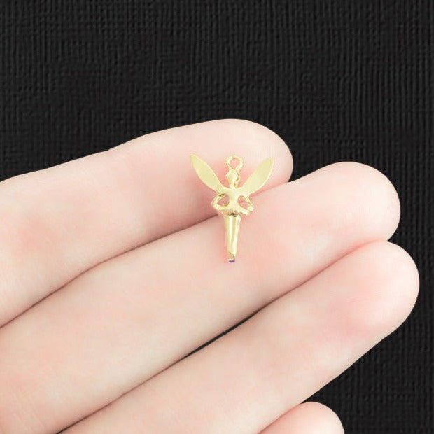 4 breloques en émail doré fée violet - E1315