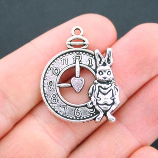 4 Rabbit Antique Silver Tone Charms - SC5054