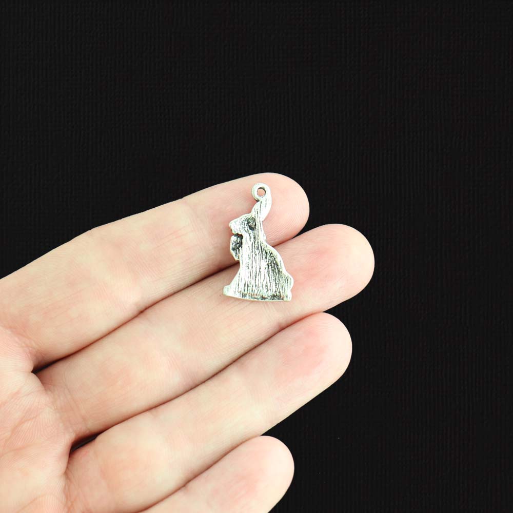 4 Rabbit Antique Silver Tone Charms - SC955