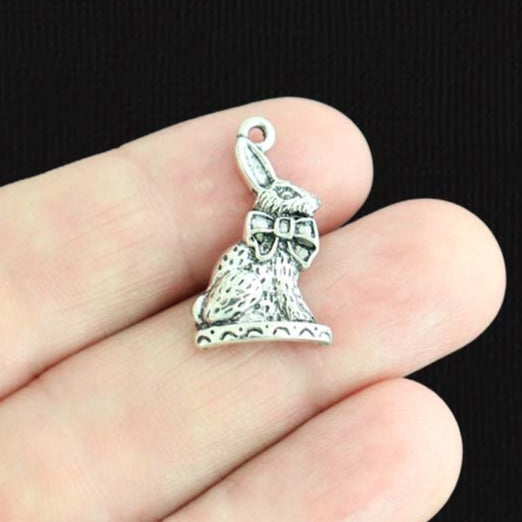 4 Rabbit Antique Silver Tone Charms - SC955