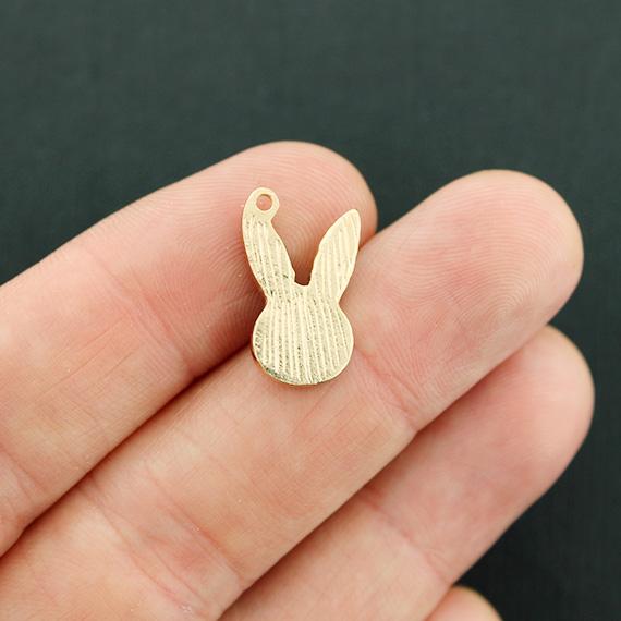 4 Rabbit Gold Tone Enamel Charms - E120