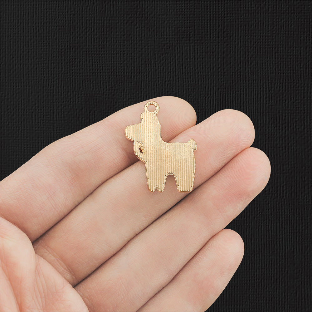 4 Rainbow Pinata Gold Tone Enamel Charms - E955