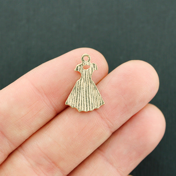 4 breloques en émail doré robe rouge - E728