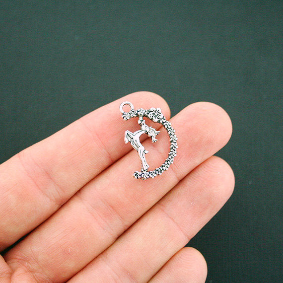 4 Reindeer Antique Silver Tone Charms 2 Sided - SC6071