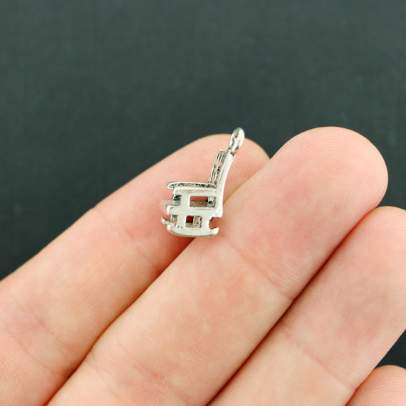 4 Rocking Chair Antique Silver Tone Charms 3D - SC7862