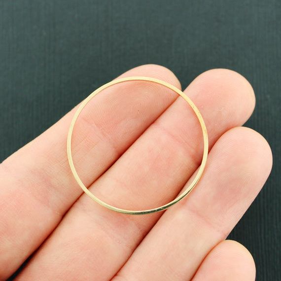 4 Round Linking Ring Gold Tone Brass Charms 2 Sided - BR063