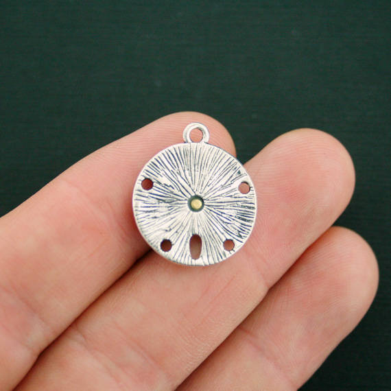 4 Sand Dollar Antique Silver and Gold Tone Charms - SC6477
