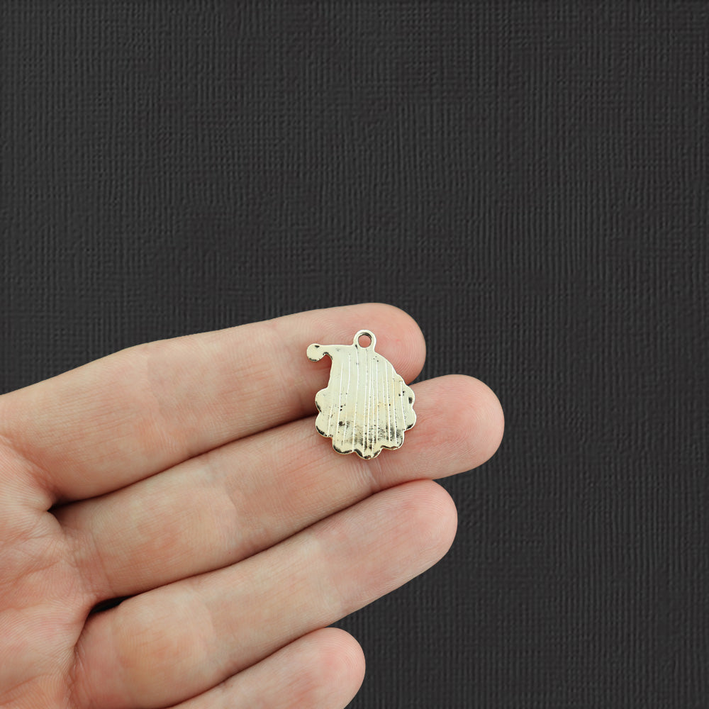 4 Santa Claus Gold Tone Enamel Charms With Inset Rhinestone - E1054