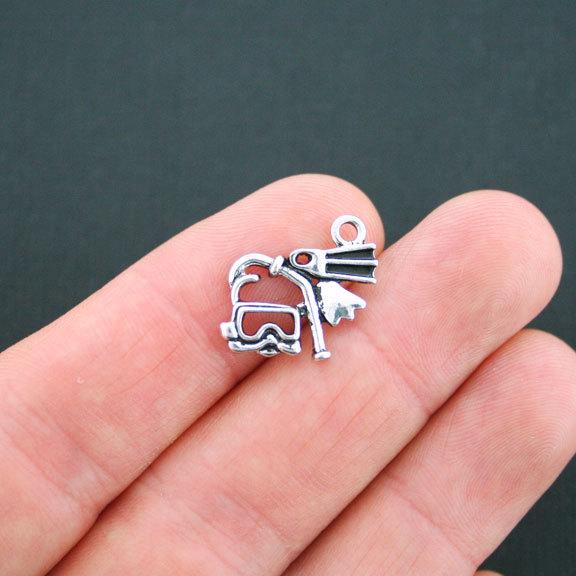 4 Scuba Gear Antique Silver Tone Charms - SC5127