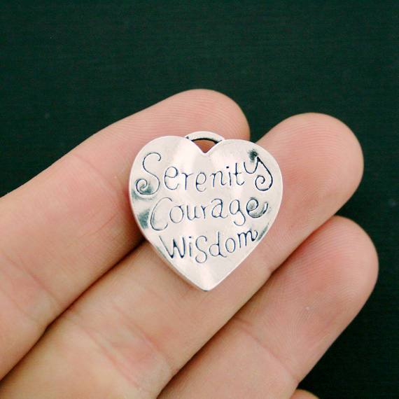 4 Serenity Courage Wisdom Antique Silver Tone Charms - SC7430