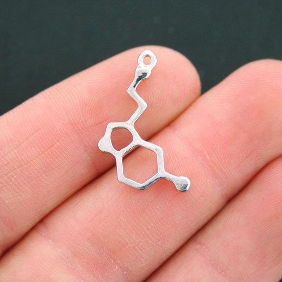 4 breloques de ton argent antique de molécule de sérotonine - SC5290