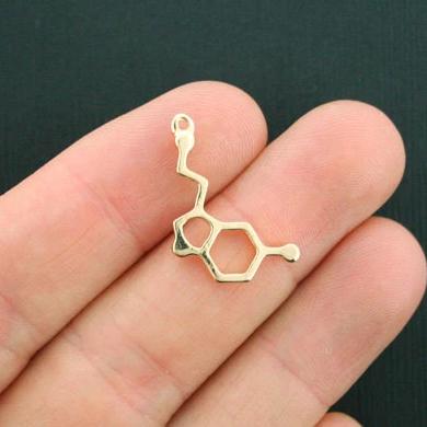 4 Serotonin Molecule Gold Tone Charms - GC768