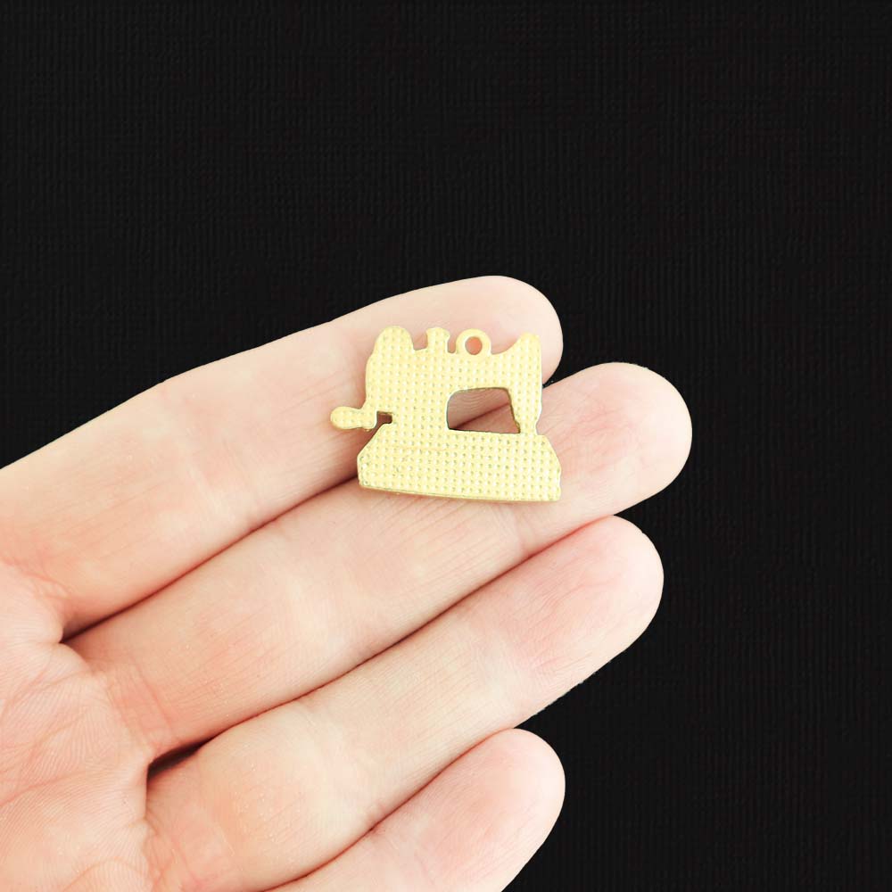 4 Sewing Machine Gold Tone Enamel Charms - E1473