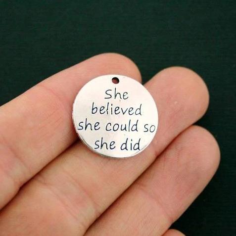 4 She Believed Antique Silver Tone Charms - SC7052