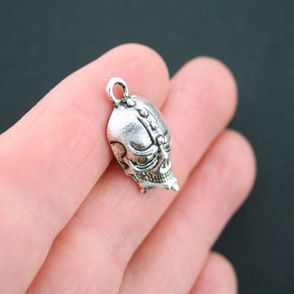 4 Skull Antique Silver Tone Charms - SC5037